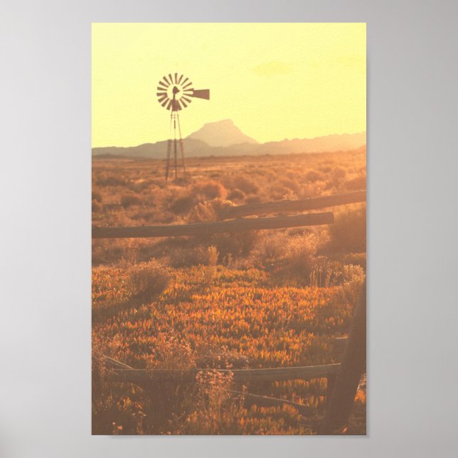 Poster Nature Mountain South Africa ZA Wind Pump (Frente)