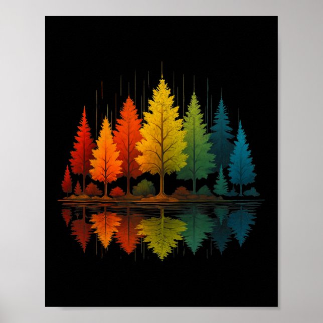 Poster Nature Reflection Forest Trees Outdoor Wildlife Hi (Frente)