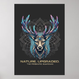 Poster Nature Upgraded - Prismatic Crystal Deer Cyberpunk