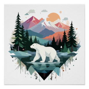 Póster Natureza Animal Selvagem De Ursos Polares Fora Da