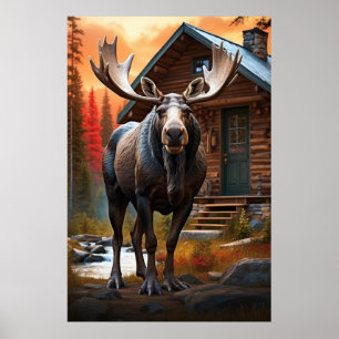Poster *~* Natureza Cabin AP49 MÓOSE Forest Cottage STREA