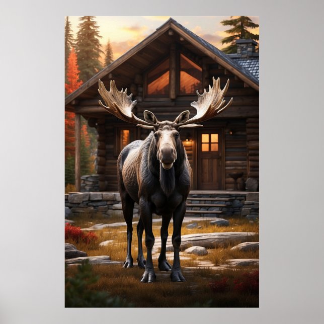 Poster *~* Natureza Cabina AP49 Algodão Florestal MOOSE (Frente)