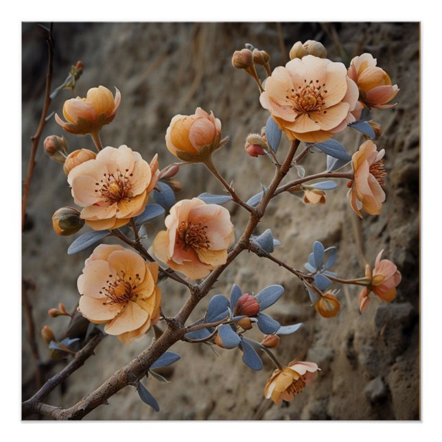 Póster Natureza Cinemática: Ilustração Floral Dramática (Frente)