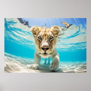 Poster Natureza De Divertimento De Animais De Leão Que To