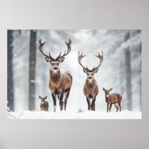 Poster Natureza de vandalismo da família animal Stag Deer