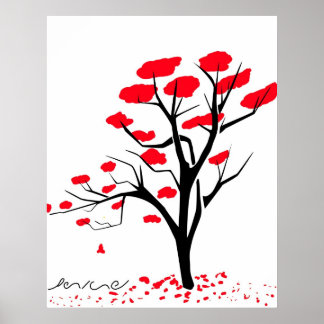 Poster Natureza em Vermelho
