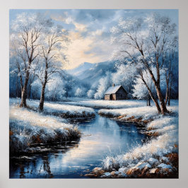 Poster Natureza Montanhosa de Inverno Aconchegante para D