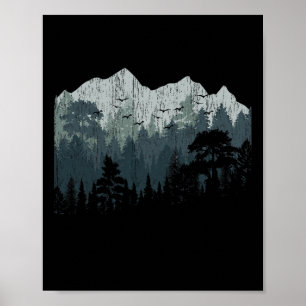 Poster Natureza Montanhosa Trilhas Vida Selvagem Árvores 