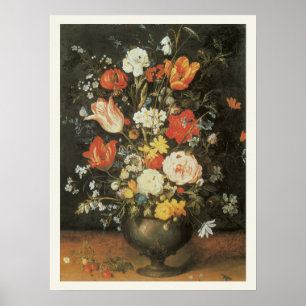 Póster Natureza-morta Barroca Flores em Vaso de Metal