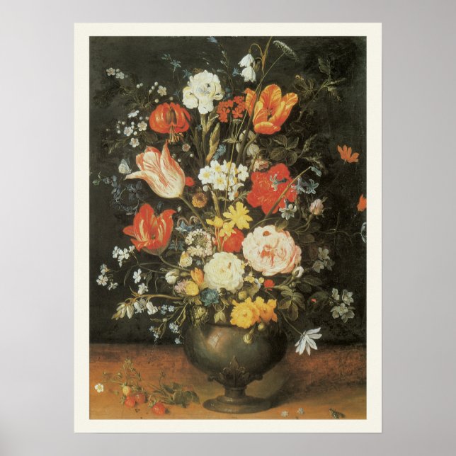 Póster Natureza-morta Barroca Flores em Vaso de Metal (Frente)
