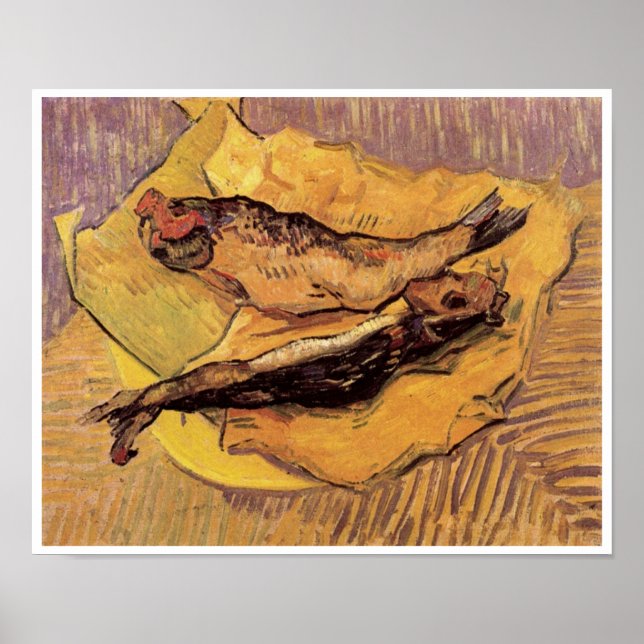 Poster Natureza Morta com Arenques e Alho de Vincent van  (Frente)