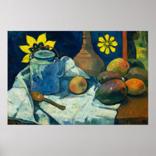 Poster Natureza Morta com Bule de Chá e Frutas, Paul Gaug