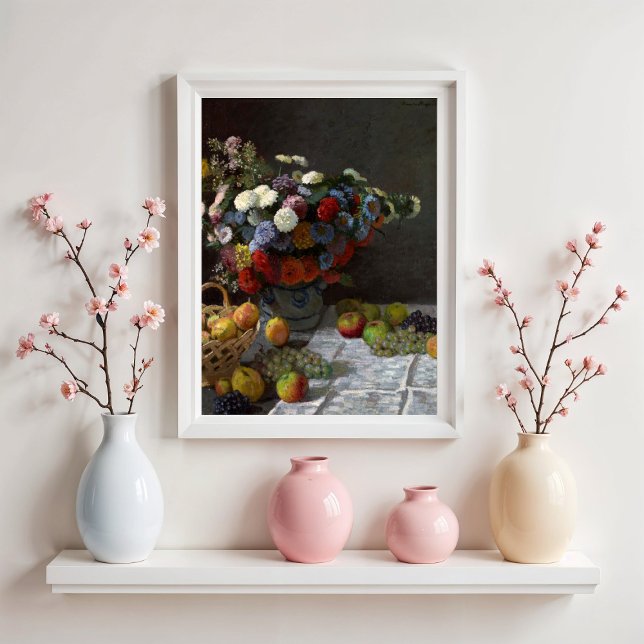 Poster Natureza-morta com Flores e Frutas de Claude Monet (Criador carregado)