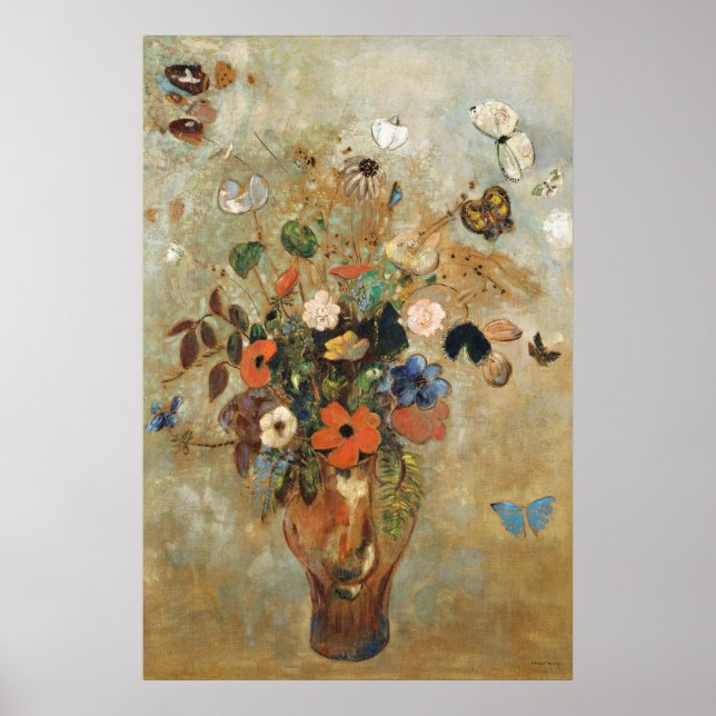 Poster Natureza Morta com Flores por Odilon Redon.  (Frente)