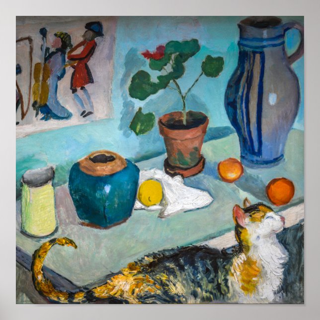 Poster Natureza-morta com Gato | Auguste Macke | (Frente)