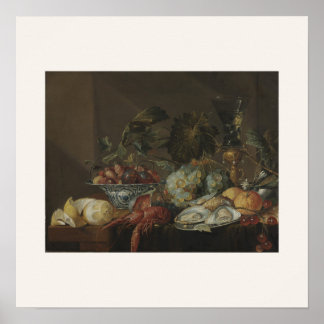 Poster Natureza Morta com Lagostim de Heem Quadrado Poste