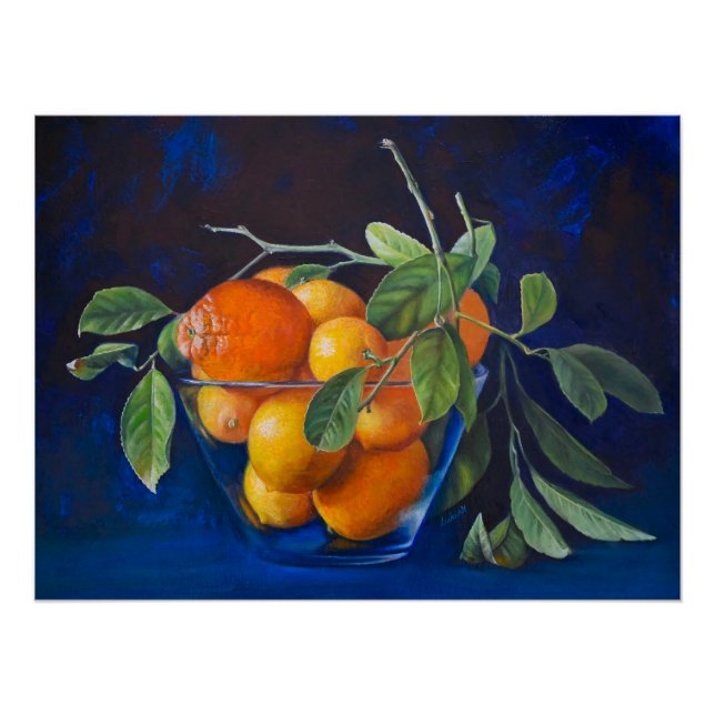 Póster Natureza-morta com limões e ramo de laranja (Frente)
