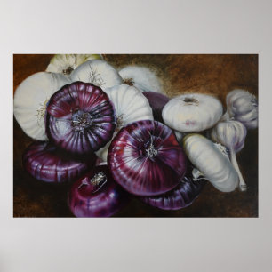 Poster Natureza Morta de Alho e Cebola Rústicos – Arte Fi