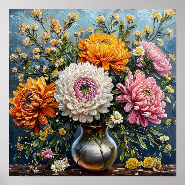 Poster 🌸 Natureza Morta de Flores Silvestres Floral Rúst (Frente)