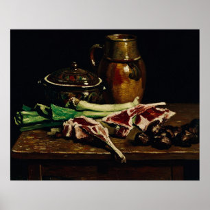 Poster Natureza Morta de Van Gogh com Carne, Legumes e Ce