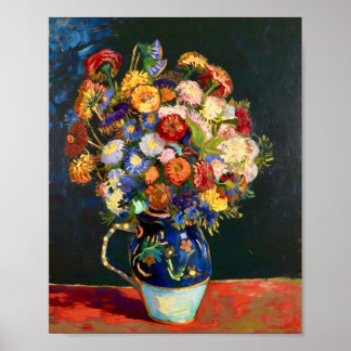 Poster Natureza Morta de Van Gogh Vaso com Zinnias