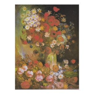 Póster Natureza-morta floral de Van Gogh Papoulas vermelh