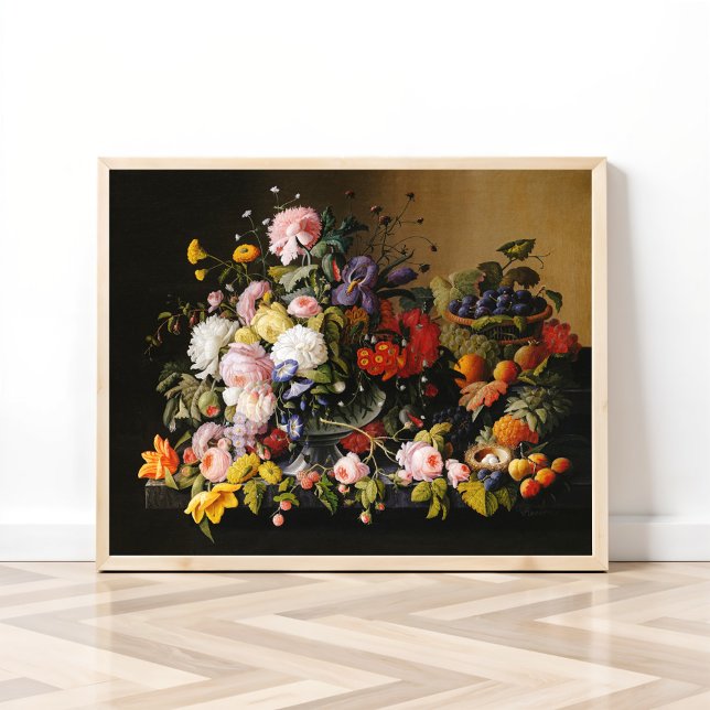 Poster Natureza Morta Flores e Frutas por Severin Roesen (Criador carregado)