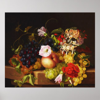 Poster Natureza Morta Frutas e Flores por Adelheid Dietri