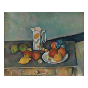 Póster Natureza Morta, Jarro de Leite e Frutas numa Mesa,
