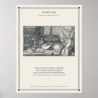 Poster Natureza-morta Vanitas com Gravura de Alaúde e Vio