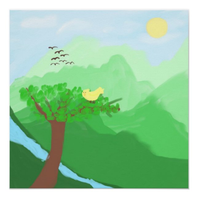 Póster Natureza pintada com cores acrílicas arte (Frente)