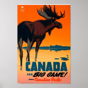 Poster Natureza retro Canadá dos alces para a arte do
