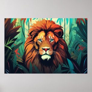 Poster Natureza Selvagem Animal de Leão Selvagem Selvagem
