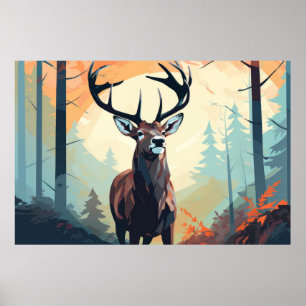 Poster Natureza Selvagem Animal Stag Deer Selva Selva Sel