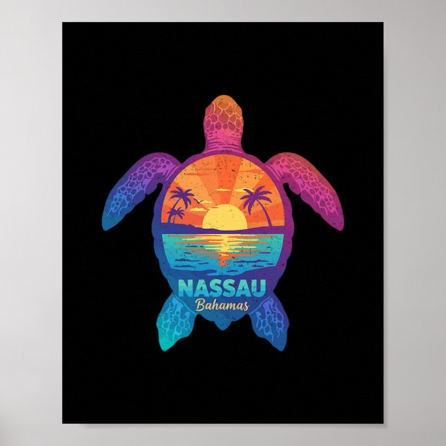 Poster Nau Hamas Tie Dye Sea Turtle Hamas Beach Vacation  (Frente)