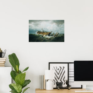 Poster Naufrágio ao largo de Nantucket em uma tempestade