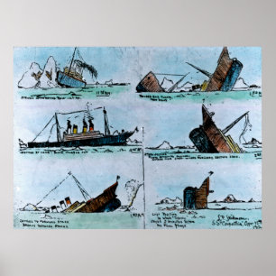 Poster Naufrágio da Ilustração de Vintagem Titânica do RM