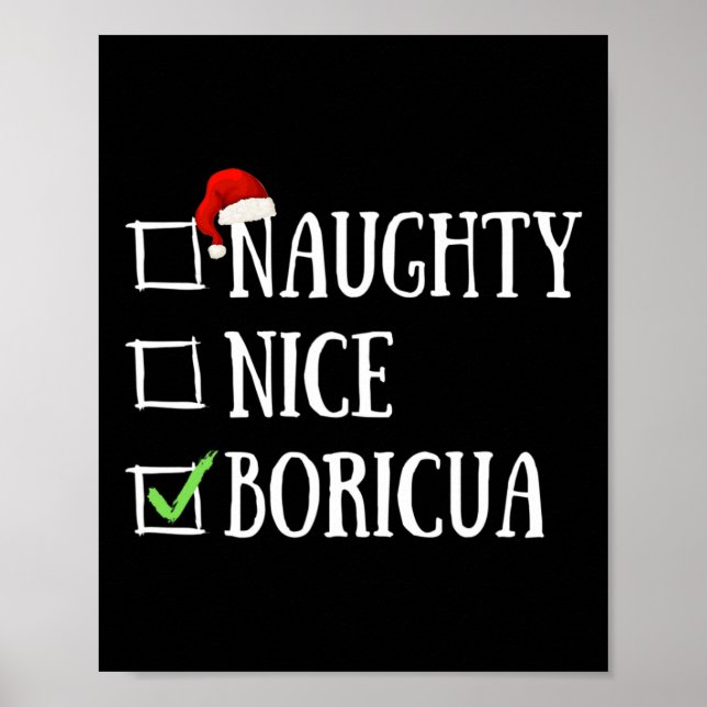 Poster Naughn Nice Boricua Funny Porto Rico Santa Hat C (Frente)