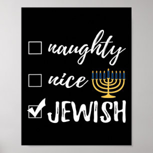 Poster Naughn Nice Judeu Engraçado Chanucá de Natal Feio