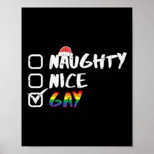Poster Naught Nice Gay Rainbow Funny Orgulho gay Lgbt Chr