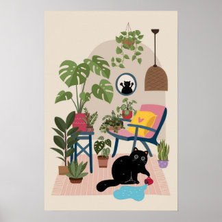 Poster Naughty Black Cat Cute Funny Playful Cat Lover