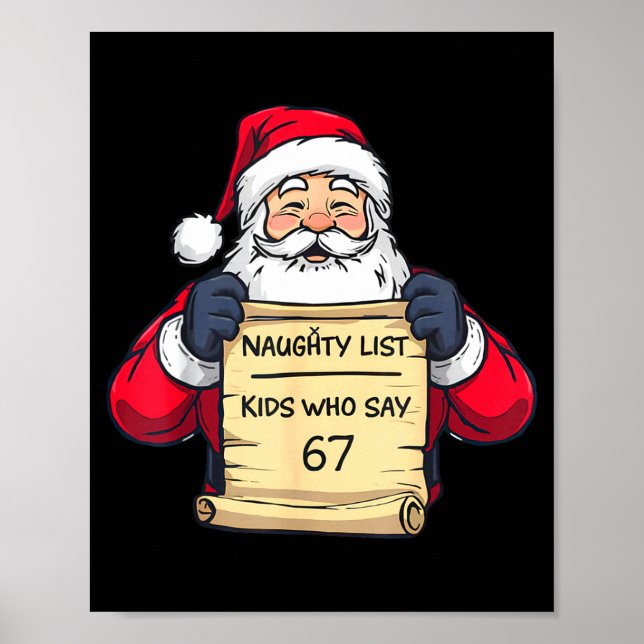Poster Naughty List Kids Who Say 67 Funny Meme Christmas  (Frente)