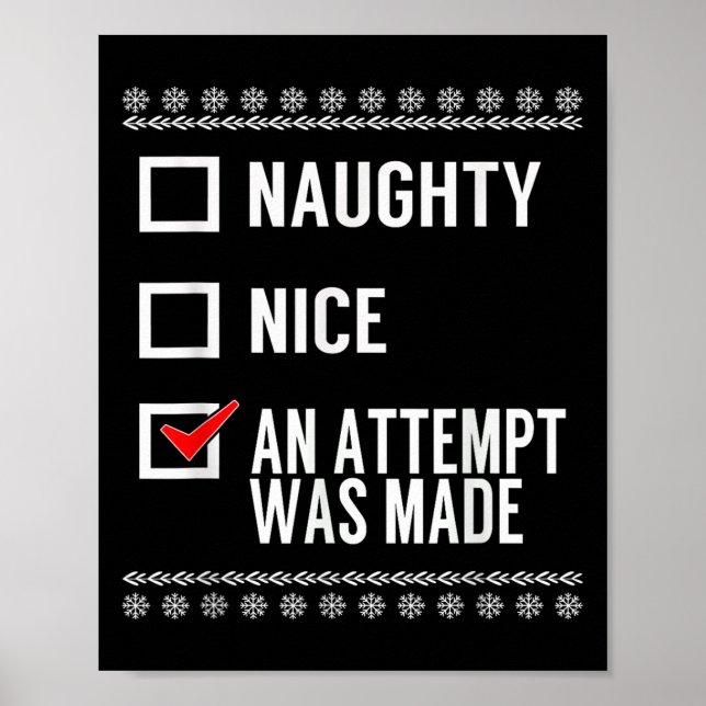 Poster Naughty Nice An Attempt Was Made - Christmas Check (Frente)