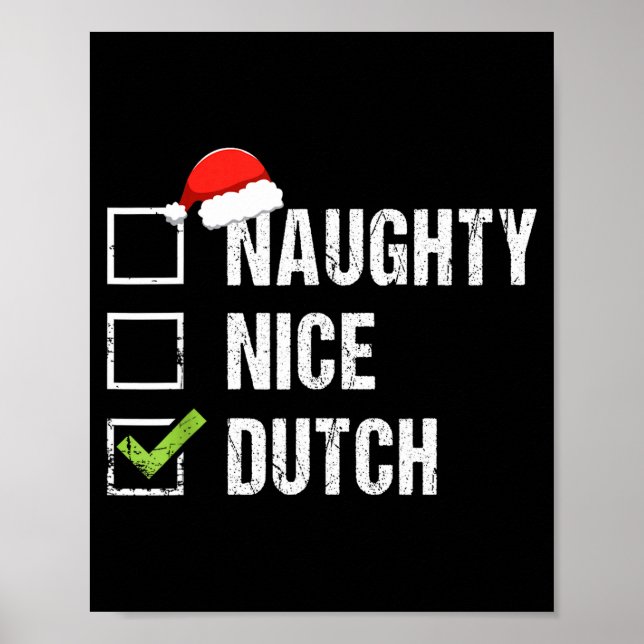 Poster Naughty Nice Dutch Shirt Netherlands Santa Christm (Frente)