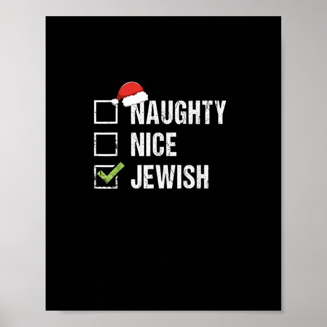 Poster Naughty Nice Jewish Santa Christmas   (Frente)