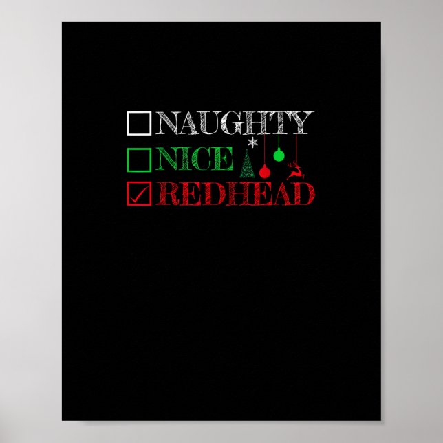 Poster Naughty Nice Redhead Christmas Funny Holiday  (Frente)