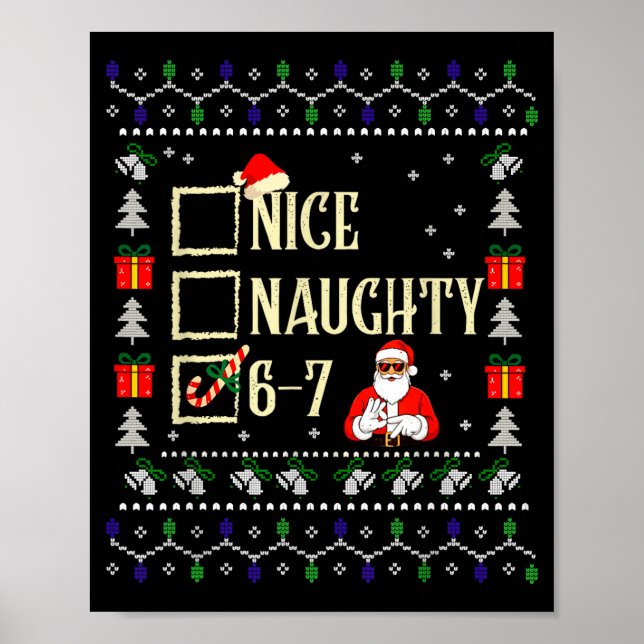 Poster Naughty Nice Six Seven Kids Ugly Christmas Sweater (Frente)