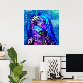 Poster Náutica Costeira de Golfinho Azul Branco