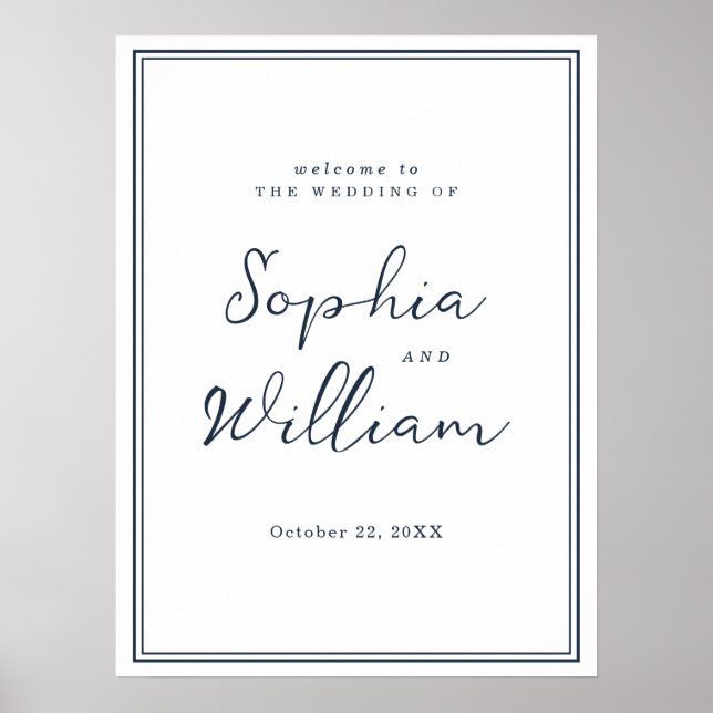 Poster Nautical Navy Wedding Entrance Sign (Frente)
