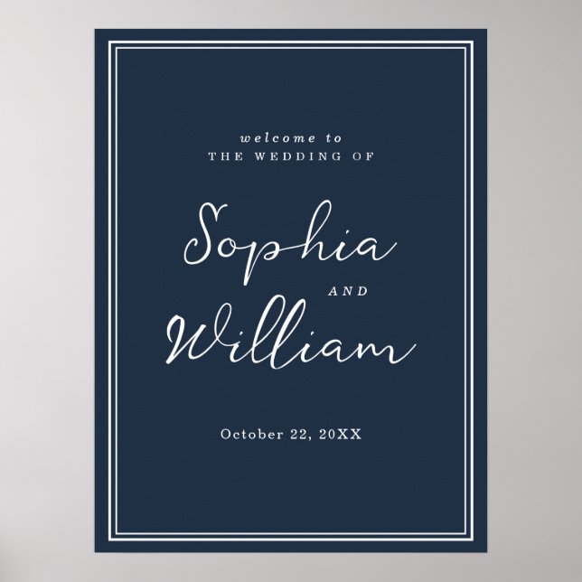 Poster Nautical Navy Wedding Welcome Sign (Frente)